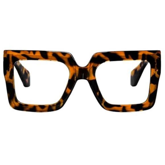 Oversized Square Blue Light Glasses Big Frame Computer Eyewear Animal Print main image 6